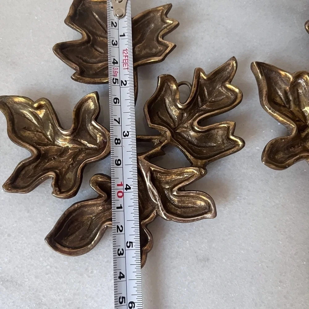 Vintage Brass Leaf Wall Plaques, 1970's Mid Century Brass Leaves, Set of 3